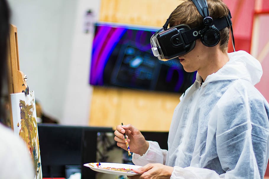 person with vr glasses